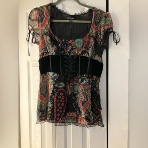 Beautiful Bebe silky blouse. Really Pretty and Sexy
